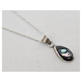 BSI Italy .925 Sterling & Abalone Necklace