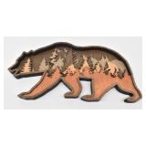 Multi-Layered Wood Bear Forest Art Piece 3D