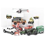Toy Lot: 4 Wheelers, Horse Trailer, Helicopter &