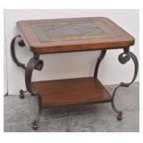 Wood & Slate 2 Tiered End Table Curved Legs