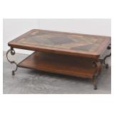 Wood & Slate 2 Tiered Coffee Table Curved Legs