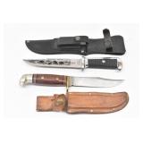 (2) Fixed Blade Hunting Knives w/ Sheathes