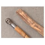 (2) Wooden Walking Sticks, 1 w/ Skull Head &