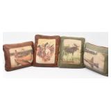 (4) Outdoors Theme Leather Decor Pillows