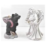 Garden Decor / Resin Statues: Angel, Bear w/ Fish