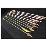 (11) Mahackamo Vintage Wood Arrows w/ Broadheads