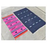 (2) Mexican Rugs Woven Chimayo Style w/ Fringe