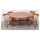 Oval Drop Leaf Table & 4  Spindle Back Chairs