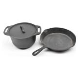 Cast Iron 10 1/2 Inch Skillet & BASICS 3qt Pot