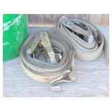 (2) Ratchet Tie-Down Straps & A Green Bucket