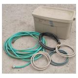 Garden Hoses + Rubbermaid Tote