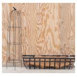 .Flat Iron Window Planter Box w/ Liner & Trellis