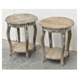 (2) Rustic Round End Tables