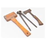 Vintage Hand Tools: Small Hatchet, Wooden...