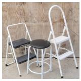 (2) Small Step Ladders  &  A Shop Stool