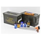 (2) Ammo Cans & Gun Cleaning Tools