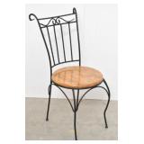 Wrought Iron Wood Seat Occasional Chair