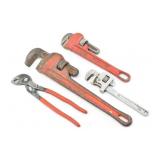 (3) Pipe Wrenches, Groove Joint Pliers