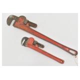 (2) Heavy Duty Straight Pipe Wrenches - 2 Sizes