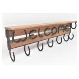 Rustic 4ft Wooden Coat / Hat Welcome Wall Rack