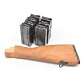AK-47 Wood Stock & (7) M1 30 Carabine Magazines