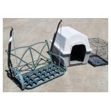 Porch Swing, Dog House & Dog Crate