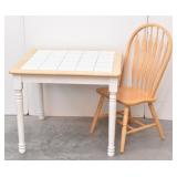 Small Tile Top Dinette Table & Oak Dining Chair