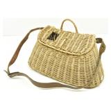 Wicker Fishing Creel w/ Leather Shoulder Strap