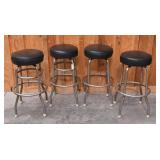4 Chrome Base Bar Stools