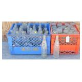 Glass Pepsi Bottles & 2 Plastic Crates