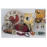 Rooster Egg Basket.& Rooster Wall Decorations