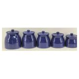 Royal Blue Speckled Pottery Ware Canister Set (5)
