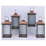Five Copper Outdoor Candle Yard  Lanterns