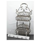 Metal Filigree Two-Tier Caddy + Wall Coat Rack