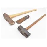 Sledge Hammer Axe &  A Metal Wedge