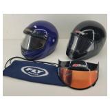 (2) Fly Modular Motorcycle Helmets, Shield, Bag