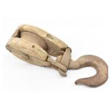 Antique Wooden Pulley Block and Tackle System