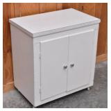 White 2-Door, 2-Shelf Wheeled Shop Cabinet