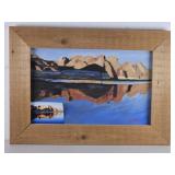 Framed Painting of Mountains Reflected in Lake