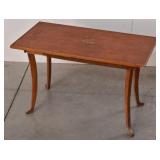Pine Trapeza Style Table w/ Painted Floral Motifs