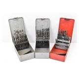 (3) Drill Bit Sets w/ Metal Index Cases