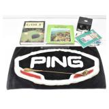 Golf Lot: Towel, Shoe Horn, Books, Cup &