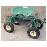 Sunnydaze Steel Rolling Garden Cart W/ Swivel Seat