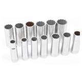 (13) Craftsman 1/2" Drive Deepwell SAE Sockets