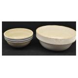 (2) Stoneware Pottery Mixing Bowls 7" & 10.5"