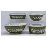 (4) Pyrex Cinderella "Spring Blossom Green" Dishes