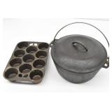 Cast Iron 10' Dutch Oven & 11 Cup Muffin Pan