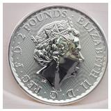 1 Oz .999 Fine Silver Britannia 2023 Two Pounds