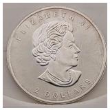 3/4 Oz .999 Fine Silver 2015 $2 Canda Grey Wolf