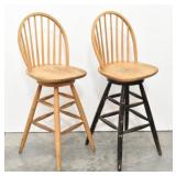 (2) Rustic Bowback Bar Chairs